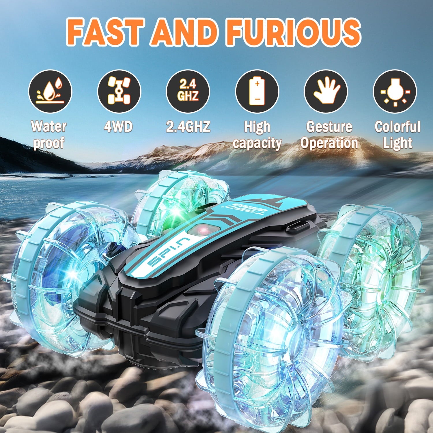 RC Car for Kids, 2.4 GHz Amphibious Remote Control Cars All Terrain Toys Boys Girls Gifts