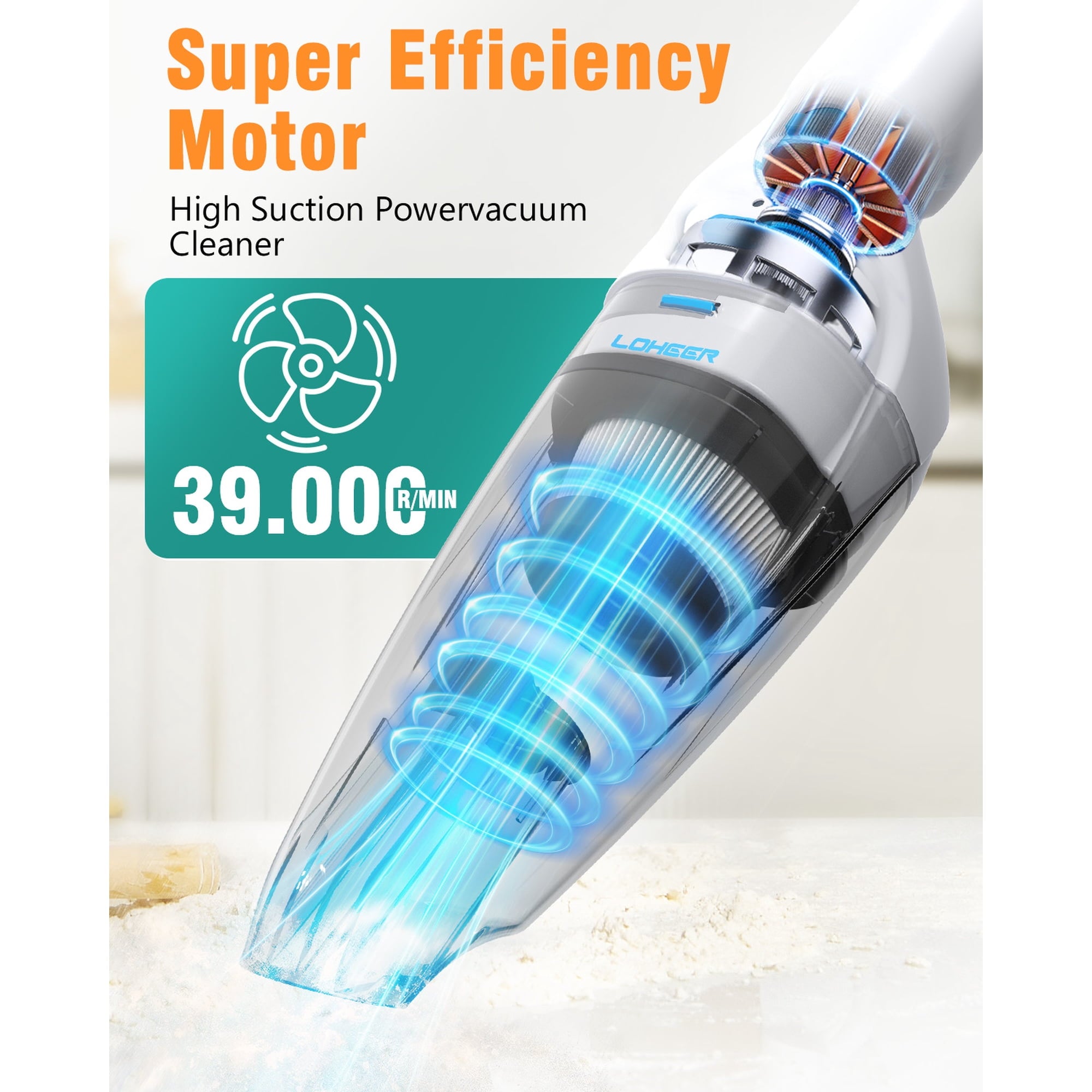 SEANEL Handheld Vacuum Cordless, 9.5KPA Hand Vacuum Cleaner, Portable Lightweight for Home Pet