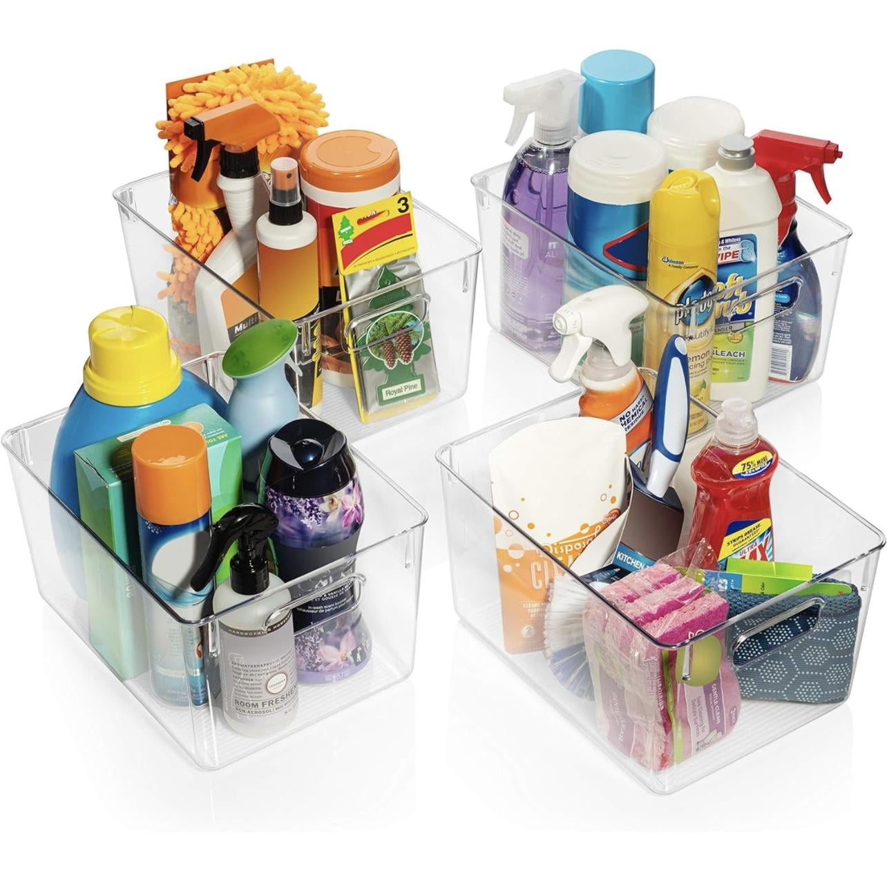 ZHOHO TANT Clear Stackable Plastic Storage Bins, 12-Pack Pantry and Fridge Organizers for Kitchen, Bathroom, Home