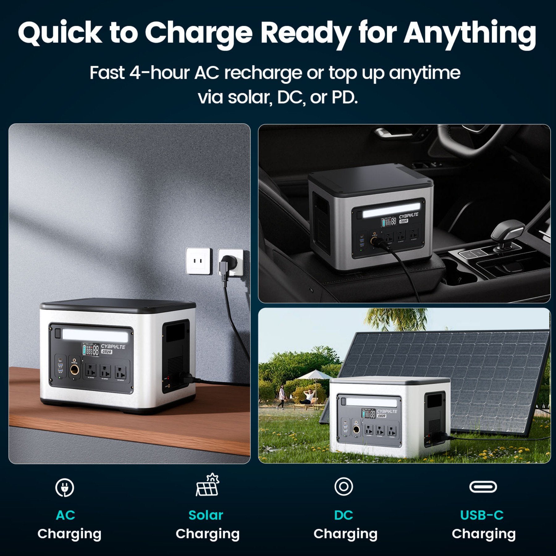 Bailibatt 2000W Portable Power Station, Solar Generator, LiFePO4 8 Output Ports, Fast AC/Solar Charging, Home Emergency Backup