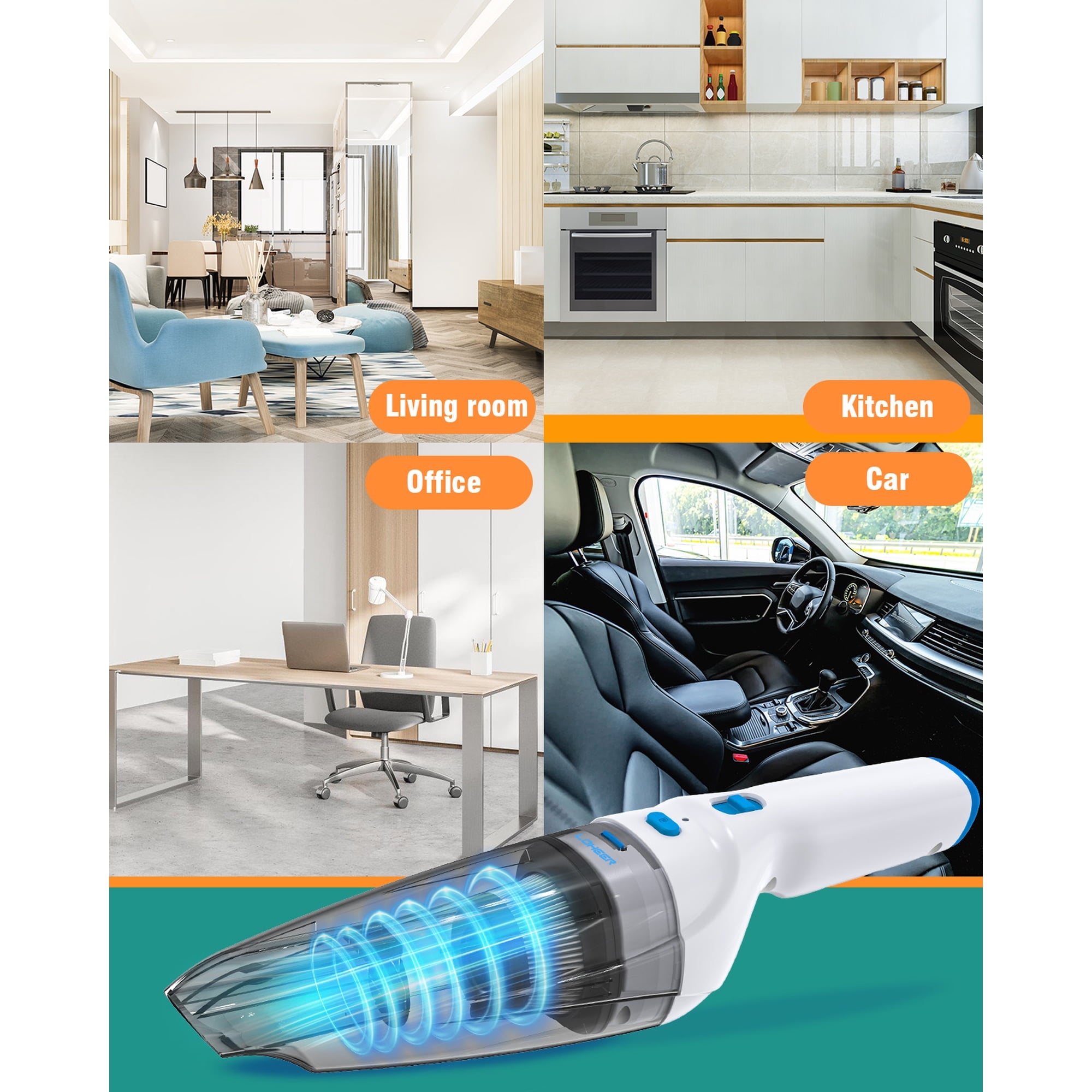 SEANEL Handheld Vacuum Cordless, 9.5KPA Hand Vacuum Cleaner, Portable Lightweight for Home Pet