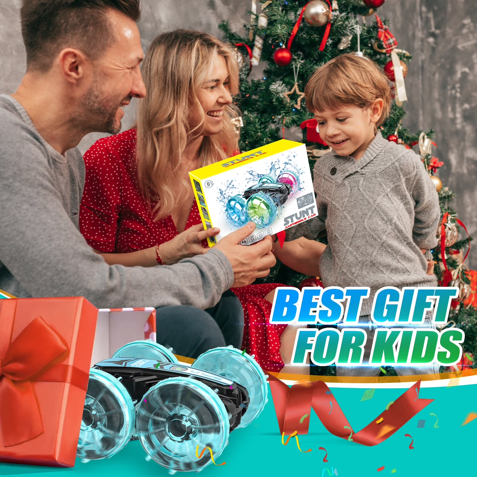 RC Car for Kids, 2.4 GHz Amphibious Remote Control Cars All Terrain Toys Boys Girls Gifts